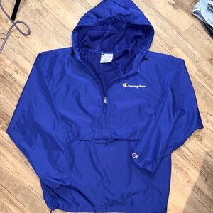 Champion Blue Hooded Rain Pullover